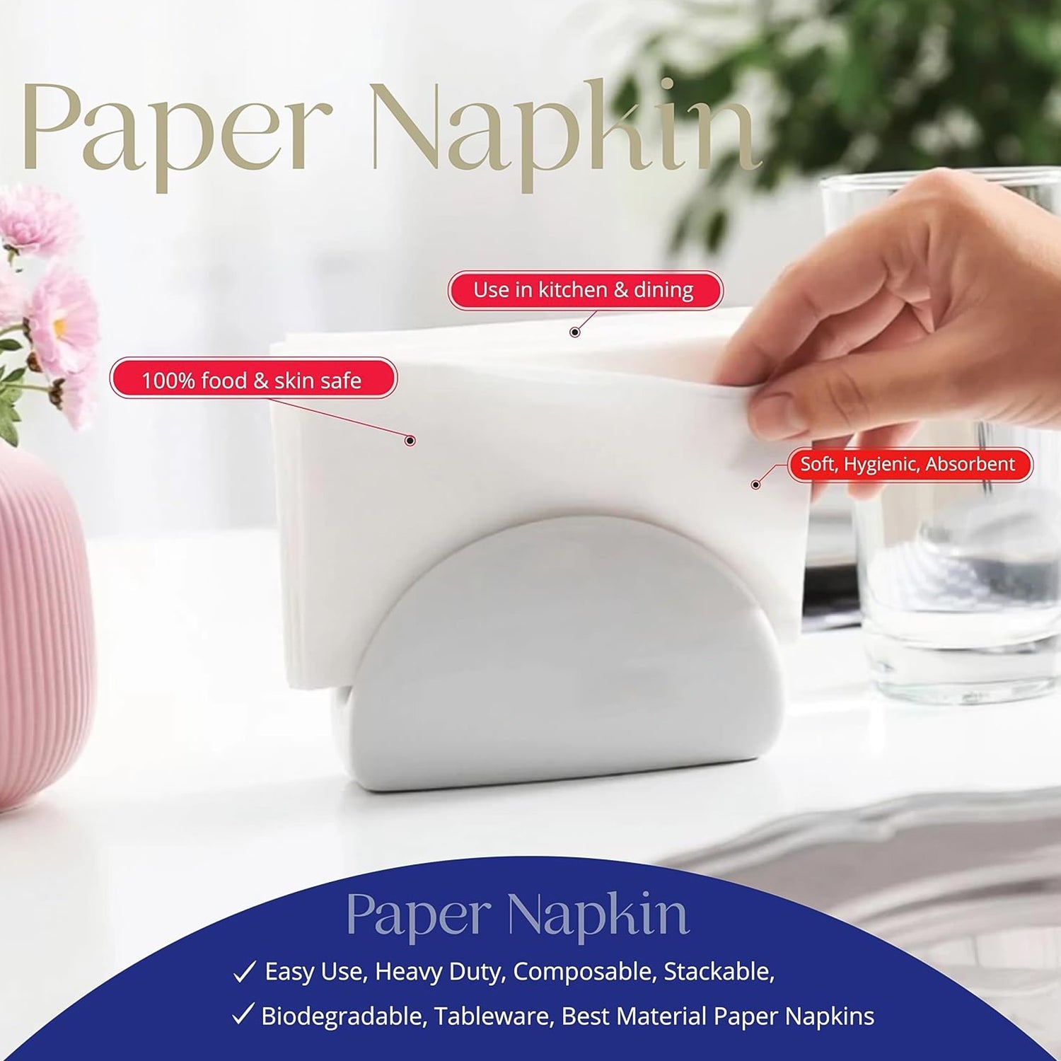 Soft & Absorbent Disposable Tissue Napkins  / Paper (75 Pc) Soft & Absorbent Disposable Tissue Napkins  / Paper (75 Pc)